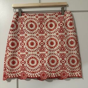 Orange/Red Embroidered Women's Skirt